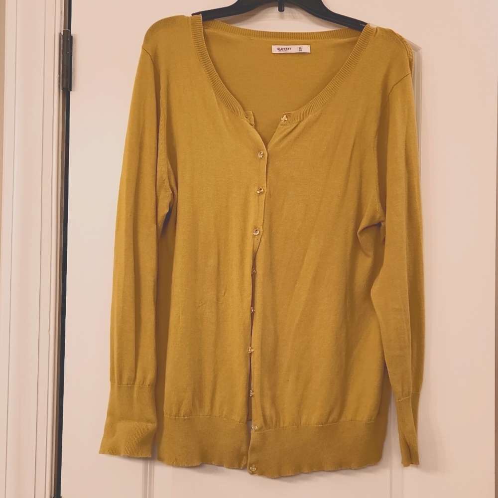 Old Navy, XL, lime green long sleeve button up cardigan